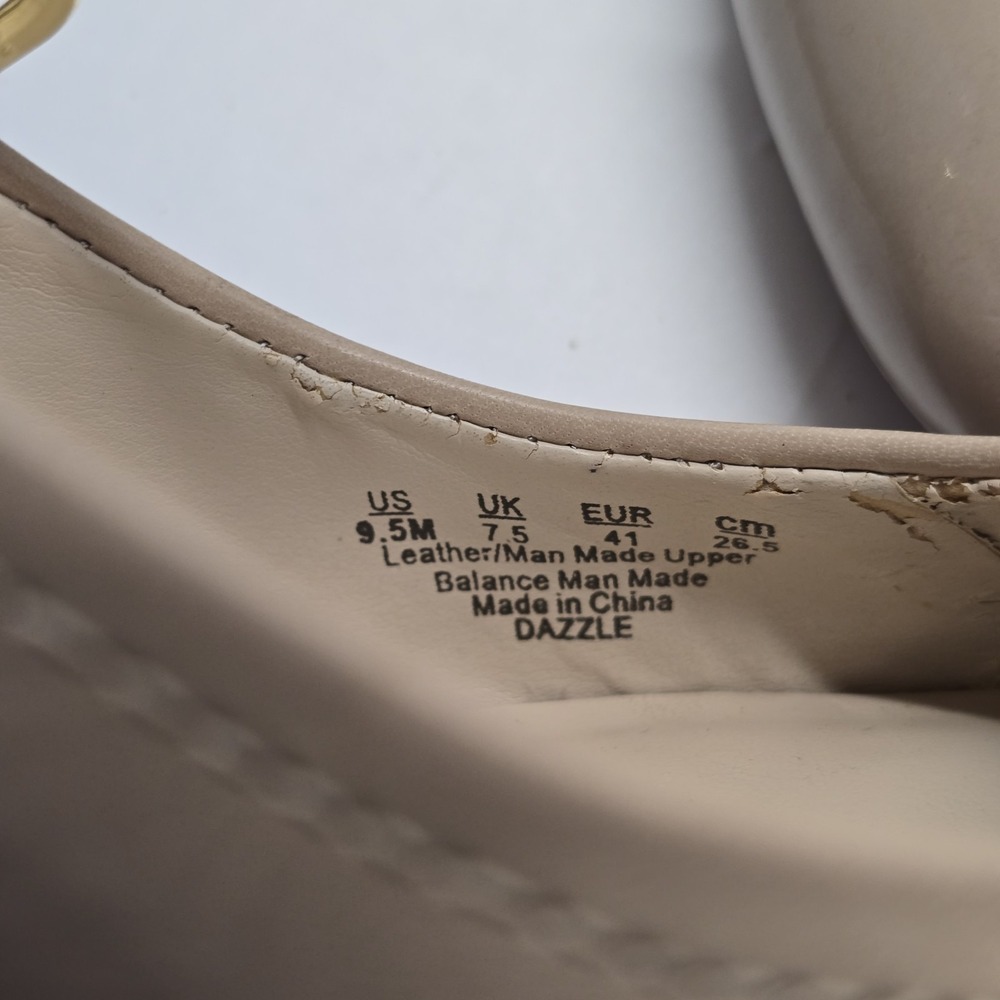 Franco Sarto Dazzle Slingback Heels Tan‎ Patent Leather Cap Toe Ankle Strap 9.5M - Picture 7 of 7